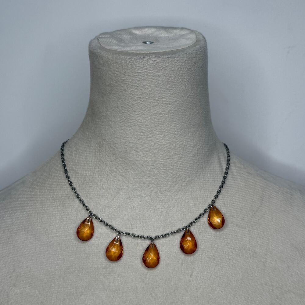 Orange teardrop necklace y2k